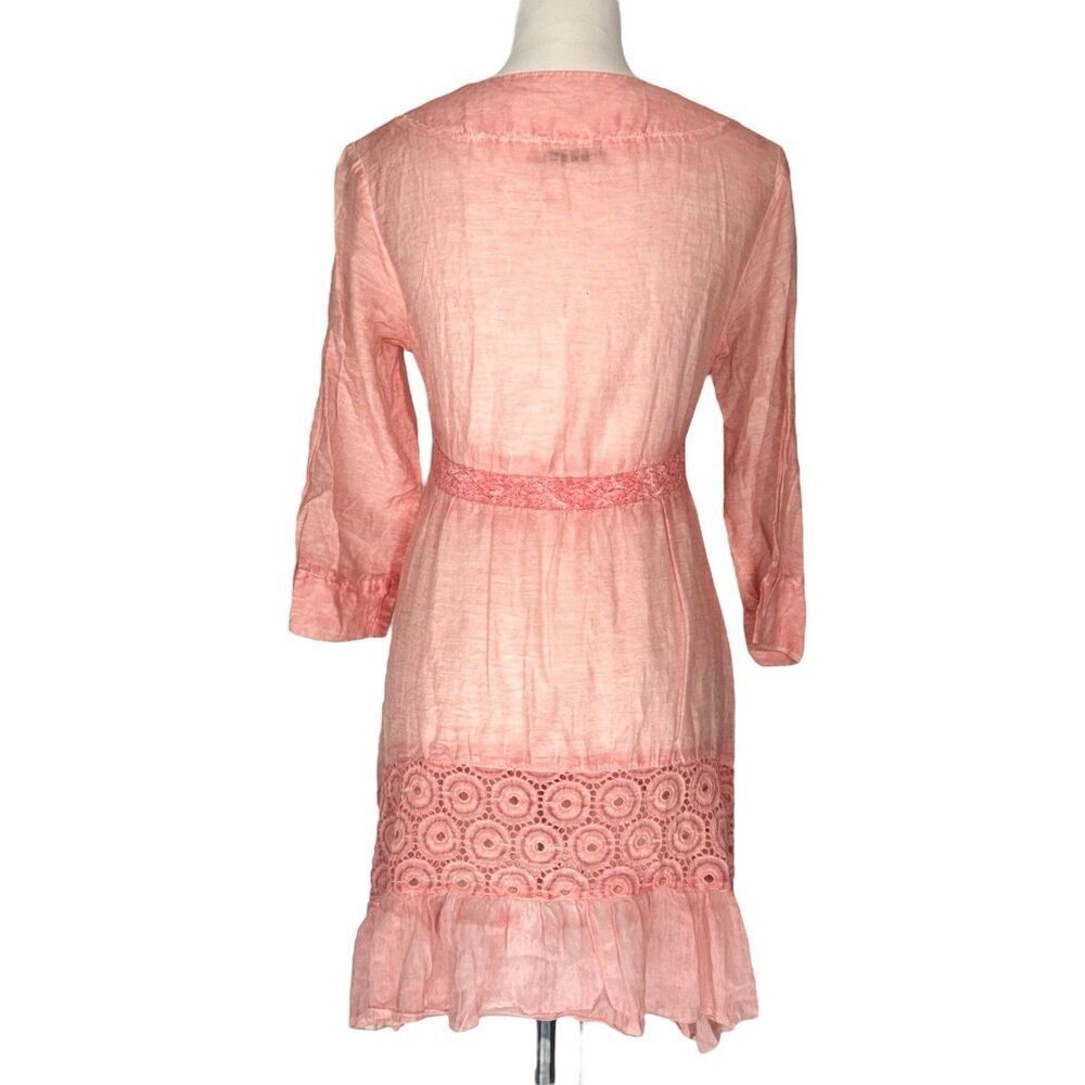 SAGA Babydoll Dress Size 0 Pink Silk Blend Boho Festival Fairy Lagenlook Crochet - Picture 5 of 9